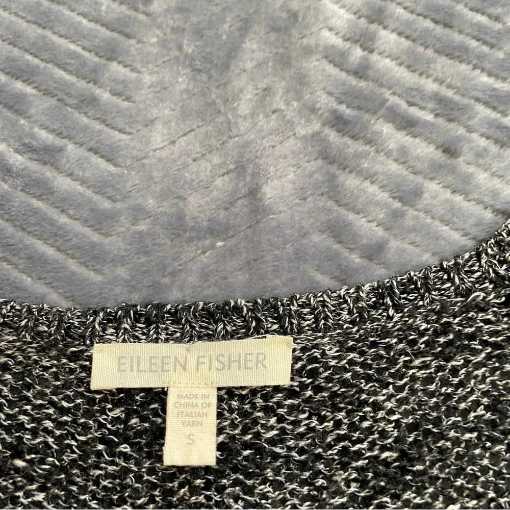 Eileen Fisher Sweater Small Metallic Linen Blend 3/4 Sleeve‎ Loose Knit